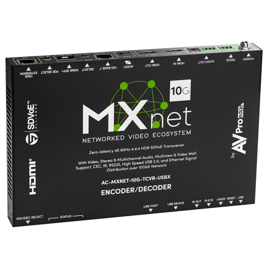 AVPro Edge AC-MXNET-10G-TCVR-USBX - MXnet 10G SDVoE Transceiver with Icron Technologies, the ExtremeUSB®