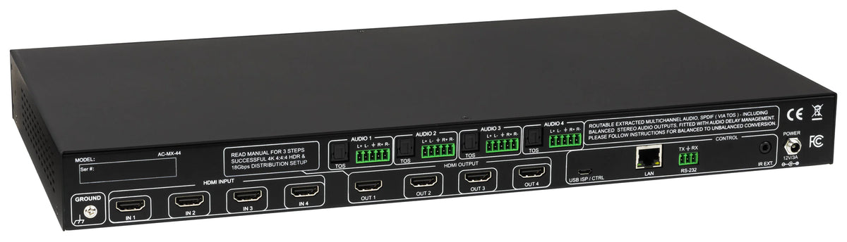 AVPro Edge AC-MX-44 - 18Gbps 4x4 HDMI Matrix Switch