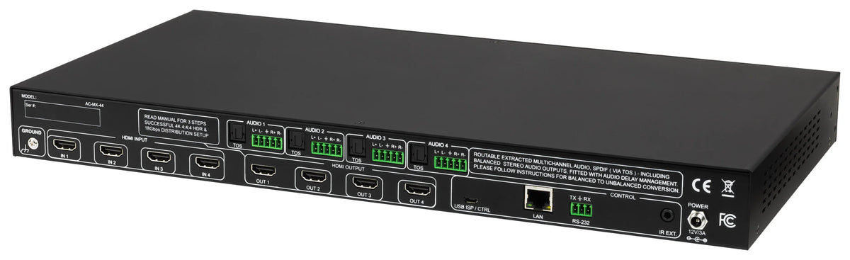 AVPro Edge AC-MX-44 - 18Gbps 4x4 HDMI Matrix Switch