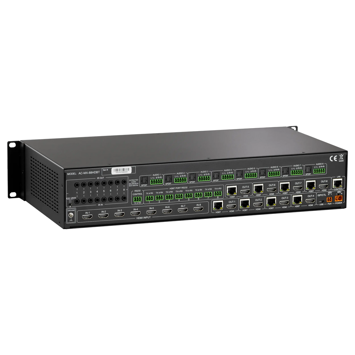 AVPro Edge AC-MX-88HDBT - 18Gbps 8x8 HDMI/HDBaseT Matrix Switch