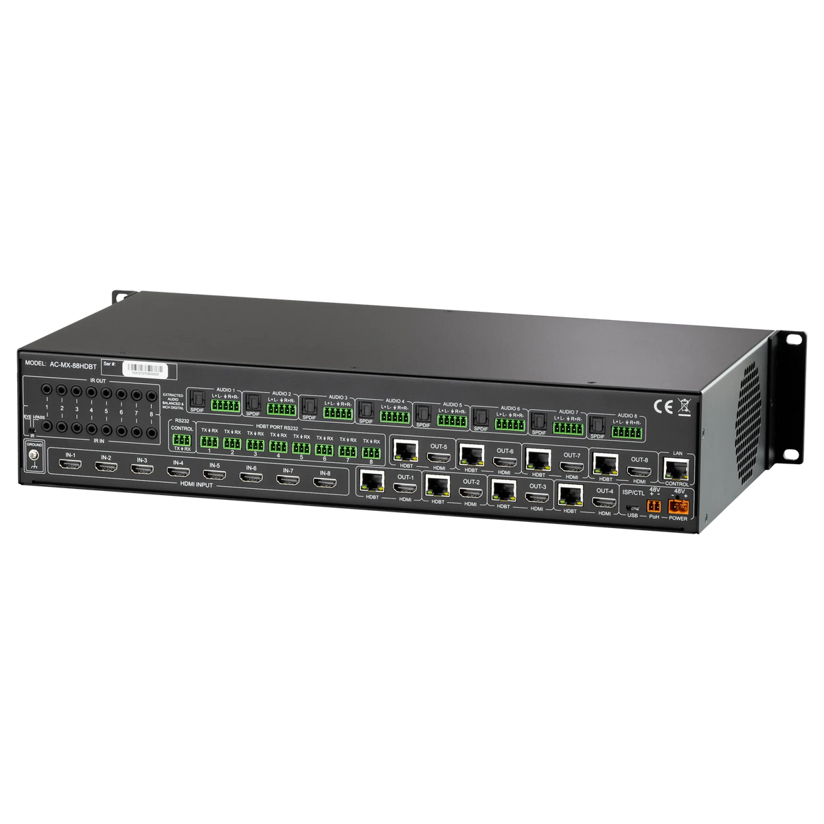 AVPro Edge AC-MX-88HDBT - 18Gbps 8x8 HDMI/HDBaseT Matrix Switch