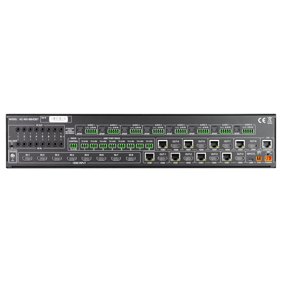 AVPro Edge AC-MX-88HDBT - 18Gbps 8x8 HDMI/HDBaseT Matrix Switch