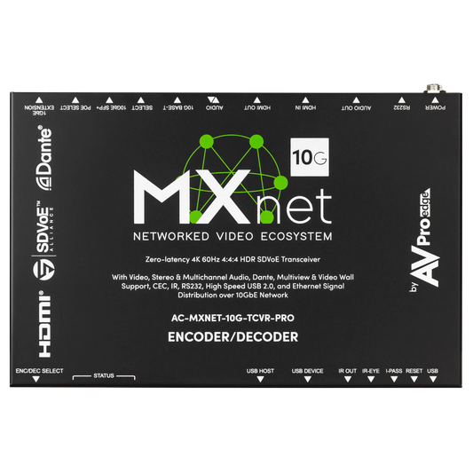 AVPro Edge AC-MXNET-10G-TCVR-PRO - MXnet 10G SDVoE Transceiver with with Icron Technologies, the ExtremeUSB® and Dante