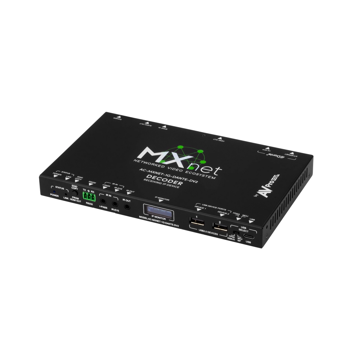 AVPro Edge AC-MXNET-1G-DANTE-DV2 - MXnet 1G Evolution II Decoder with Dante