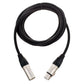 Black audio cable with XLR connectors on a white background