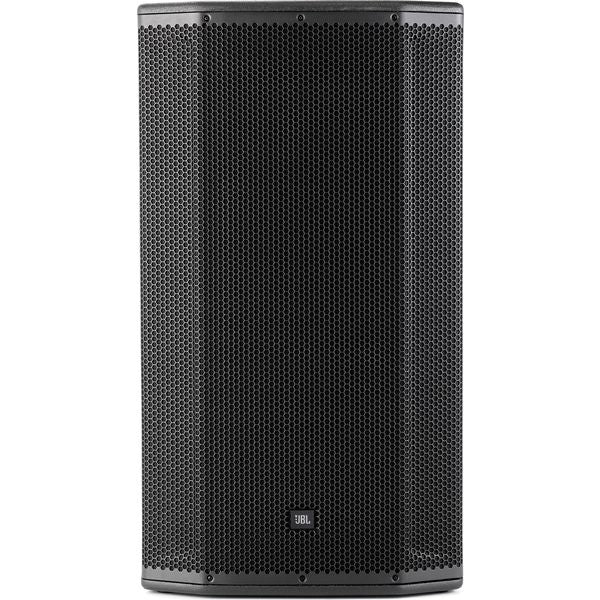 Black speaker with JBL logo on a white background