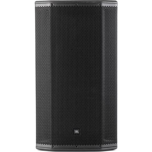Black speaker with JBL logo on a white background