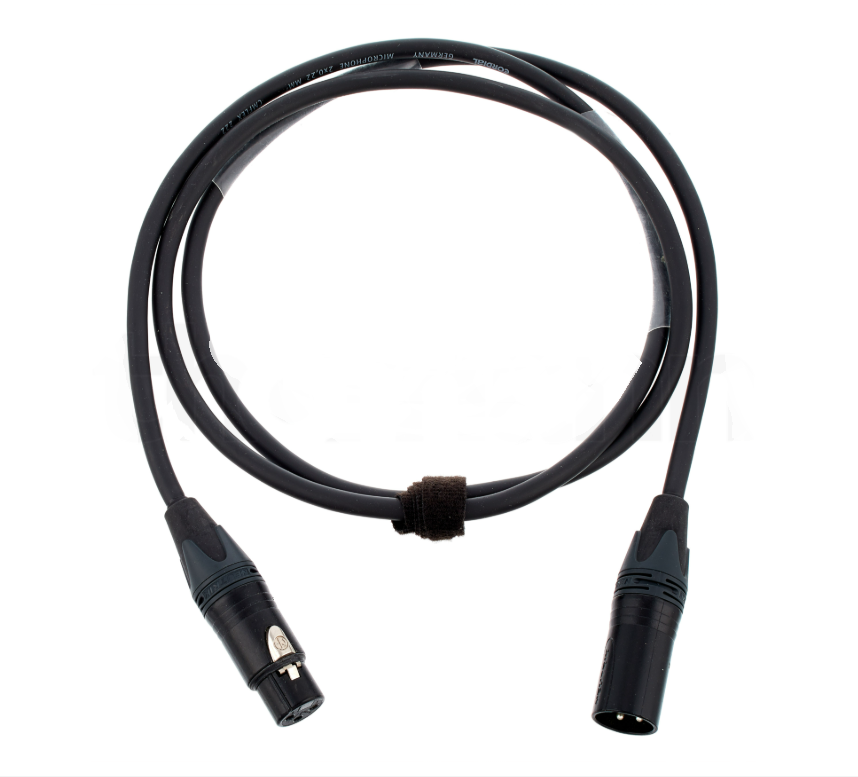 Black audio cable with XLR connectors 